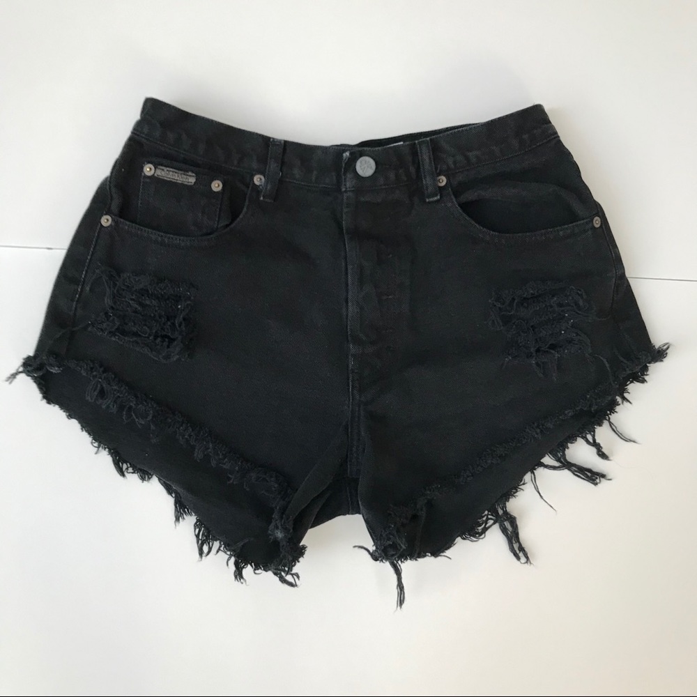 Vintage CK Black High Waisted Distressed Shorts